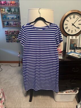 Jude Connally Blue and White Striped Ella Dress, size medium